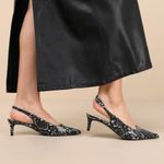 Lulus NEW! Kitten Heels Black & White Slingback Heels size 6.5 Photo 1