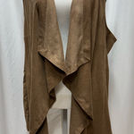 Cynthia Rowley Faux Suede Waterfall Cardigan Vest Women 1X Caramel Photo 0
