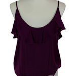 Free People Intimately Plum Ruffle Bodysuit Spaghetti Strap Stretchy Flirty M Photo 0