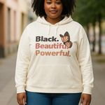 Mighty fine NWT Ladies "BLACK BEAUTIFUL POWERFUL" Butterfly Hoodie Sweatshirt ~ 2X Photo 0