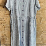 The Vermont Country Store Women's Midi Dress Blue White Striped Size M Cottage Size L Photo 0