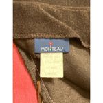 Monteau Y2K Chocolate Brown Pink Faux Suede Knee Length Skirt Sz L Women Photo 6