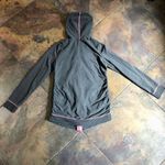 Motherhood Maternity  Gray Pink Hoodie Zip Up Ruching Side Jacket Medium Photo 3