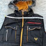 Malaky Unisex Zip up fur hoodie Vest in black size Medium Photo 2