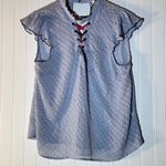 Living Doll Blue Sheer Ruffle Blouse XL | CottageRomantic Fairycore Boho Lace-Up Photo 1