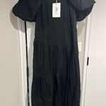 frame denim Frame Gathered Seam Puff-Sleeve Midi-Dress Photo 1