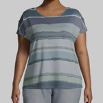 Tru Self  button detail short sleeve abstract striped top Photo 0