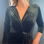 ZARA  Dark Green Velvet Long Sleeve Wrap Front Dress Size L Photo 5