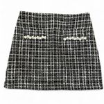 Flying Tomato  Black and White Tweed Mini Skirt with Pearl Accents Size M Photo 3