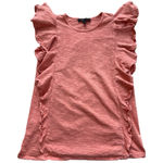 Frye ‎ Textured Boho Blouse Sleeveless Size XS Coral Pink Ruffles 100% Cotton Top Photo 0