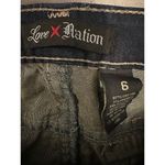 Love Nation  Dark Wash Rhinestone Button Pocket Bootcut Mid Rise Jeans Size 6 Y2K Photo 2