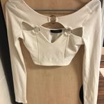 Solemio White Long Sleeve Crop Top With Ring Detai Photo 0