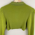 Cable and Gauge Y2K 90’s Vibes Green Ribbed Rhinestone Half Zip Cropped Sweater Photo 9