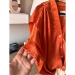 NWOT AZULU Button Up Short Sleeve Blouse Size XSmall Orange Photo 4