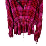 Free People We The Free Women's Plaid Button Up Shirt Red Size Medium Photo 2