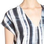 Vince Watercolor Blue Brushstroke Printed Split Neck Oversized Tunic Dress Small Photo 6