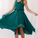 Selfie Leslie Emerald Green Ava Cowl Neck Satin Drawstring Midi Dress Photo 0
