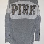 PINK - Victoria's Secret PINK White/Gray Sequin Long Sleeve Top Photo 2