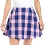 Crown & Ivy NWT Cabana By  Juniors' Plaid A-Line Skirt pink blue size 8 Photo 0