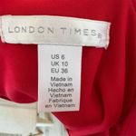 London Times  Women's Red Blouson Midi Dress Size 6 Casual 3/4 Sleeve Retro Photo 5
