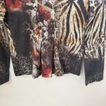 Y2K B.L.E.U. Leopard Snake Print Colorful Studded Rhinestone Zip Peplum Sweater Photo 3