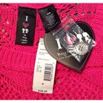 NEW Boy Meets Girl Pink Metallic Short Sleeve Buttoned Back Crochet Sweater M Size M Photo 3