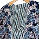 Free People  Womens Size S Black Blue Purple Mix N Match Floral Printed Top Shirt Photo 5