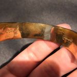 Coach Vintage Enamel Bangle Geometric Cube Square Print secure closure Cuff Bracelet Gold .5 wide band jewelry retro preppy minimalist Photo 5