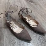 Unisa  Lace Up Tie Pointed Ballet Flats Beige Suede 9 Photo 0