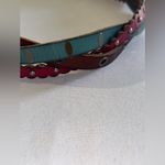 Fossil Women's Studded Braided Multi Color Leather Belt Size S Brown Aqua Pink Photo 3