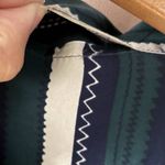 Vintage Hunter Green|Cream|Navy Striped Satin Button Down Blouse GUC Size S Photo 4