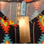 š Aztec boho cowgirl short sleeve v neck pullover mini dress small black blue Photo 5