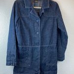 🌞French Cuff Long Sleeve Dark Denim lightweight Jacket Blue Size M Photo 0