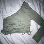 Moa Moa One-Shoulder Ribbed Top in Olive Green Photo 1