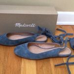 Madewell ‘April’ Blue Suede Ankle-Wrap Flats Photo 7