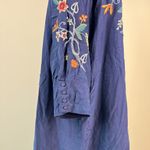 Johnny Was NWOT  Silk Embroidery Floral Violawide Cuff Seaside Midi Dress Size XL Photo 4