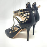LK Bennett L.K. Bennett Leah Pumps Black Strappy Gold‎ Grommet Photo 8