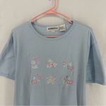 Baxter & Wells Embroidered Flower Short Sleeve T Shirt Womens Large Blue Photo 1