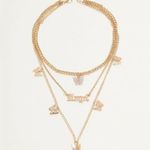 Gold Fashion Multi Layer Chain Necklace Butterfly Angel Purple Photo 2