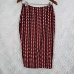Eva Franco Red Blue White Geometric Print Wool Poly Blend Pencil Skirt With Slit Size 2 Photo 5