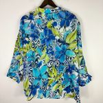 Alfred Dunner Blouse 18W Blue Floral Button Front Coastal Grandma Resort Artsy Photo 2