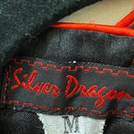 Silver Dragon Medium Black & Red Traditional Oriental Collared Zip Up Blouse Photo 4