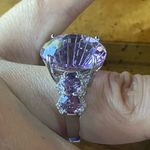Genuine Rose de France Amethyst Sterling Silver Cocktail Ring Size 7 Photo 2