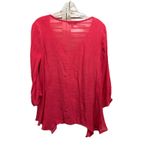 Counterparts  Pink Crochet 3/4 Sleeve Blouse Size Small Shark Hem‎ Boho Photo 4