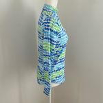 Icikuls Blue/Whit/Green Print Golf/Tennis Long Sleeved Polo sz XS Blue Photo 2