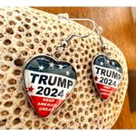 Trump 2024 Earrings MAGA New Heart Shaped Dangle Hooks Patriotic Electi… Red Photo 9
