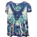 Dress Barn  Classic pleated hem pretty blue color top. New Photo 2