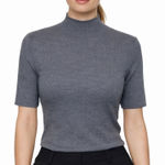 Theory Leenda Wool Turtleneck Top Women’s Medium Gray Short Sleeve Office Basic Photo 0