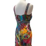 Vintage Formal Dress Small Y2K Long Maxi Holiday Party Colorful Beaded Tropical Pink Photo 3