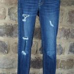 EVERMORE Denim Distressed Jeans Junior's Size 1 Skinny Raw Step Hem Blue Photo 0